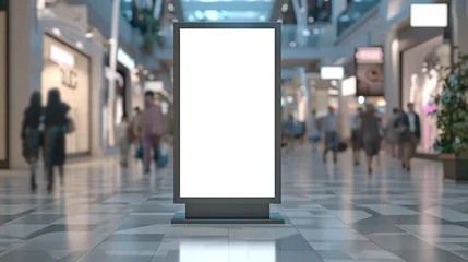 Fotobehang Department store with blank space board for service and product advertisement. Created using generative AI. © Sun