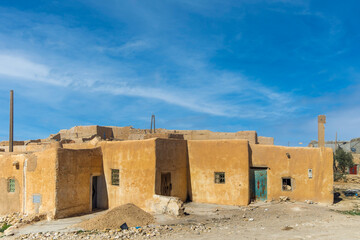 View from famous ancient berber Kasbah - Traditional adobe houses - Zebzat - Morocco.