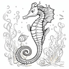 Fototapeta premium seahorse coloring page
