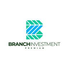 LETTER B INITIAL BRANCH INVESTMENT CHART LEAF LOGO VECTOR ICON ILLUSTRATION