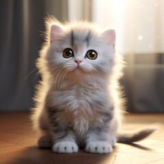 Naklejka na ściany i meble Hyper-realistic adorable cute baby cat