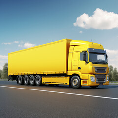 big yellow truck on the highway