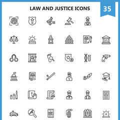Law and justice related icon set