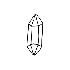 Crystals have the shape of regular polyhedra. Solid. The magic of precious stones. Doodle. Vector illustration. Hand drawn. Outline.