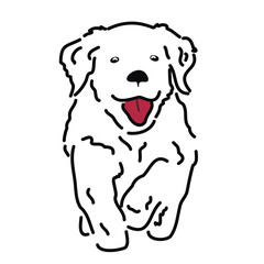 A dog running with its tongue sticking out, a simple drawing, a funny dog