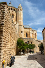 Abbey of the dormition in Jerusalem, Israel. Medieval historical builds of old city