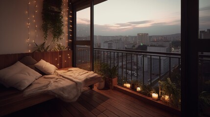 A cozy balcony with a welcoming aesthetic. AI generated