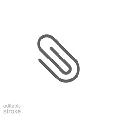 Obraz premium Paper clip icon. Simple outline style. Paperclip, attach, document clip, staple, fastener, page clamp, office concept. Thin line symbol. Vector isolated on white background. Editable stroke SVG.