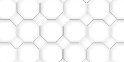 Fototapeta premium Abstract background with seamless geometric pattern . Geometry pattern hexagon. Hexagonal netting. seamless background with 3d illustration. structure futuristic white background and Embossed Hexagon.