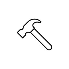 Hammer icon. Simple outline style. Hummer, metal, tool, hit, carpentry, construct, hardware, handyman, development concept. Thin line symbol. Vector isolated on white background. SVG.