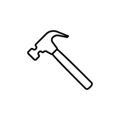 Hammer icon. Simple outline style. Hummer, metal, tool, hit, carpentry, construct, hardware, handyman, development concept. Thin line symbol. Vector isolated on white background. SVG.