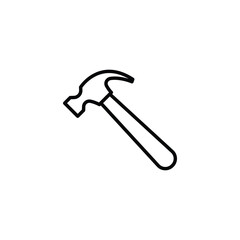 Hammer icon. Simple outline style. Hummer, metal, tool, hit, carpentry, construct, hardware, handyman, development concept. Thin line symbol. Vector isolated on white background. SVG.