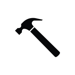 Hammer icon. Simple solid style. Hummer, metal, tool, hit, carpentry, construct, hardware, handyman, development concept. Black silhouette, glyph symbol. Vector isolated on white background. SVG.
