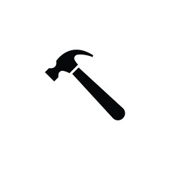 Hammer icon. Simple solid style. Hummer, metal, tool, hit, carpentry, construct, hardware, handyman, development concept. Black silhouette, glyph symbol. Vector isolated on white background. SVG.