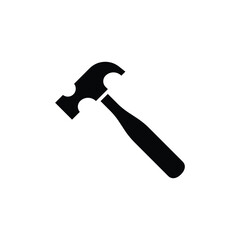 Hammer icon. Simple solid style. Hummer, metal, tool, hit, carpentry, construct, hardware, handyman, development concept. Black silhouette, glyph symbol. Vector isolated on white background. SVG.