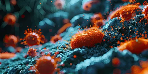 Fotobehang Close up virus and bacteria © AI Farm