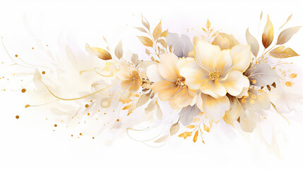 wedding flower watercolor with elegant abstract background. - obrazy, fototapety, plakaty