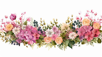 simple wedding design with floral shrub garden background on white background