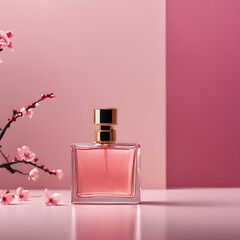 bottle of perfume with flower