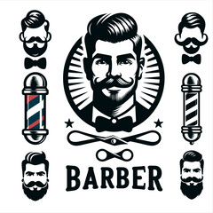 barber illustration ,haircutting barber illustration , fashion illustration , facial , beared illustration
