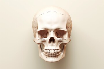 Fototapeta premium Close-up, 3d mockup of abstract skull with minimal background