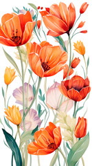 Seamless floral pattern with poppies and tulips
