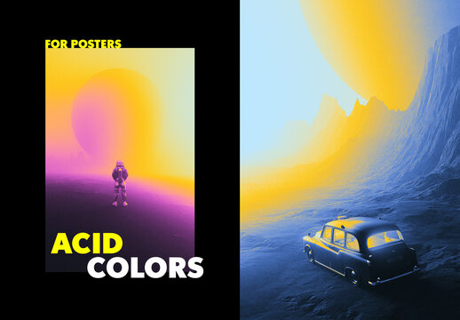 Acid Gradient Maps Poster Photo Effect Mockup