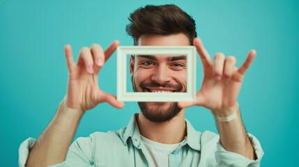 Naklejka premium Man with frame. 