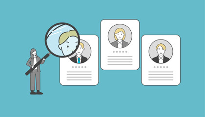 人事採用のシンプルな線画イラスト