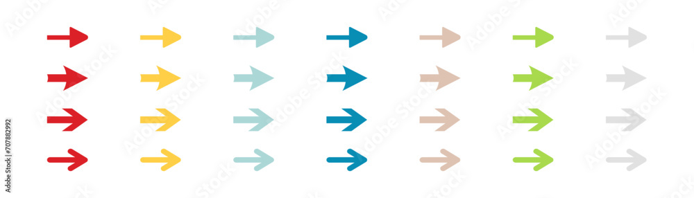 Wall mural arrow icon set. colored arrow symbols. arrow of different types. arrow isolated vector graphic eleme