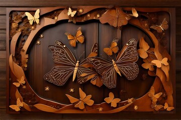 3d Brown and BlackFairies With Butterflies And Stars Wooden wall decor Beautifull wooden wall art beautiful view white in bedroom