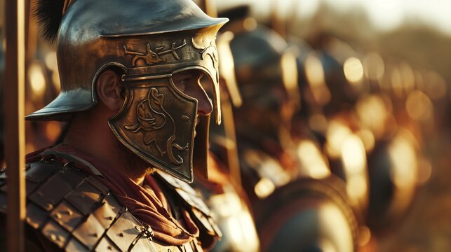 AI generated illustration of a male warrior clad in traditional Spartan armor