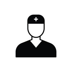 Nurse icon. Simple solid style. Medical assistant, male, man, medic, doctor, health, medicine, hospital concept. Black silhouette, glyph symbol. Vector isolated on white background. SVG.