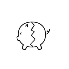 piggy bank Broke Line Illustration Outline Poor Money Loss Economic