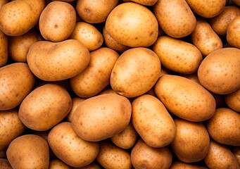 Heap of potatoes, top view, potato texture