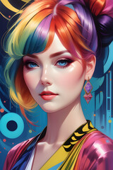 Beautiful girl digital illustration painting