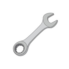 Kids drawing Cartoon Vector illustration stubby wrench icon Isolated on White Background