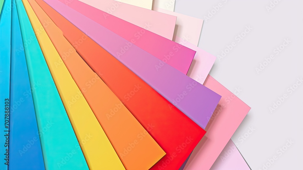 Poster set of multi-colored cardboard rectangular strips on a white background