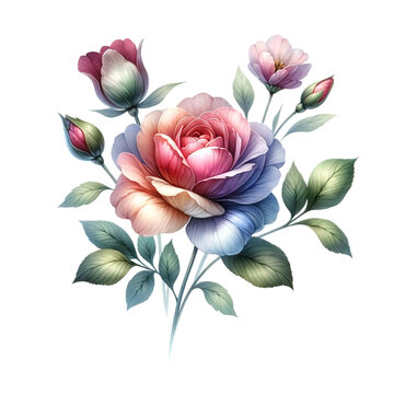  A watercolor clipart of a single flower on a white background.