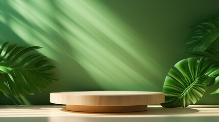 beautiful grain natural shape wooden podium table modern design in sunlight