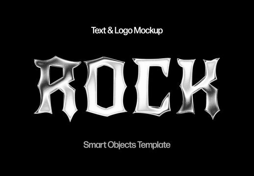 Silver Text And Logo Mockup
