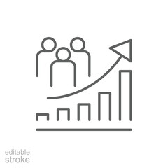 Population growth icon. Simple outline style. Increase social development, economic evolution, global demography graph concept. Thin line symbol. Vector illustration isolated. Editable stroke. - obrazy, fototapety, plakaty