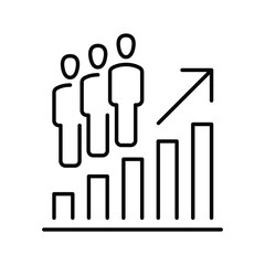 Population growth icon. Simple outline style. Increase social development, economic evolution, global demography graph concept. Thin line symbol. Vector illustration isolated.