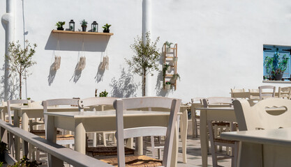 Typical Greek tavern on Greek island, Paros