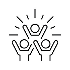 Group happy people icon. Simple outline style. Active kid, joy, fun team, enjoy, fan, freedom concept. Thin line symbol. Vector illustration isolated.