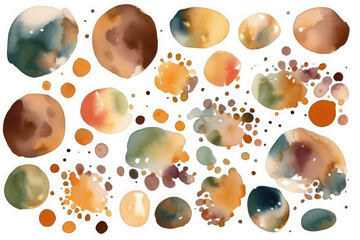 Abstract seamless pattern with brown watercolor spots. Earthly and neutral tones. 