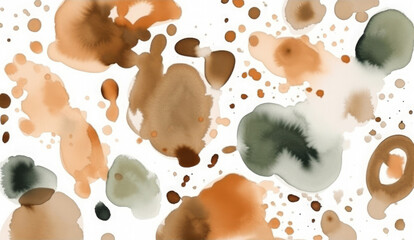 Abstract pattern with brown watercolor stains. Earthly and neutral tones. 