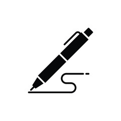 Pen, write icon. Simple solid style. Signature pen, paper, ink, sign, pencil, tool, education concept. Black silhouette, glyph symbol. Vector illustration isolated.