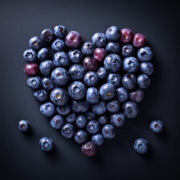 Heart-shaped bluberries. Valentine's day and love concept.
