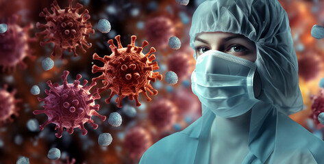 coronaviruses influenza as a pandemic medical concepts, 3d rendered illustration of a virus, 3d rendered illustration of a virus in the dark - obrazy, fototapety, plakaty